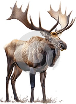 Moose, Close-up colored-pencil sketch of Elk (Moose), Alces alces. AI-Generated.