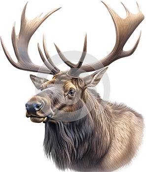 Moose, Close-up colored-pencil sketch of Elk (Moose), Alces alces. AI-Generated.