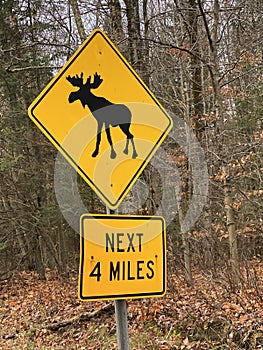 Moose Crossing Next 4 Miles Warning