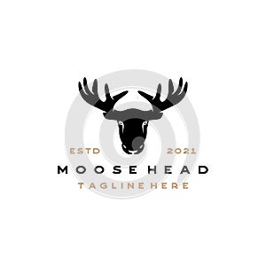 Moose Deer Head Silhouette Vector Logo Illustration Design