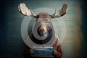 Moose elk bad Animal police mugshot line up generative ai