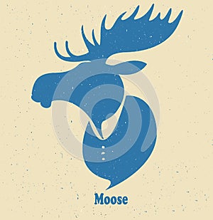 Moose head.Vector silhouette on a light background