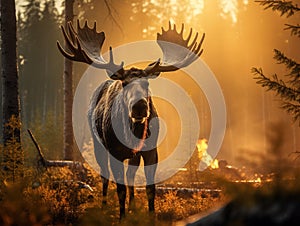 Moose in heat  Made With Generative AI illustration