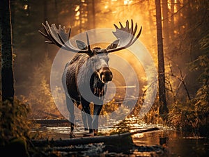 Moose in heat  Made With Generative AI illustration