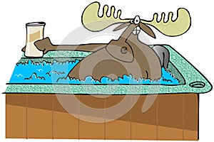 Moose in a hot tub