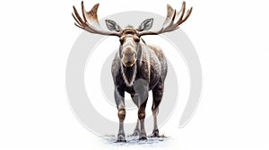 Moose isolated on white background. Generative AI