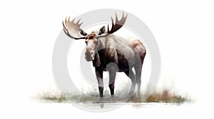 Moose isolated on white background. Generative AI