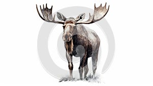 Moose isolated on white background. Generative AI