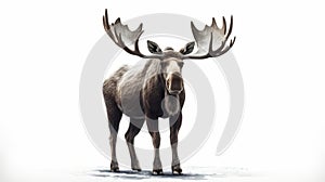 Moose isolated on white background. Generative AI