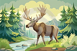 moose mammal in its natural habitat background-