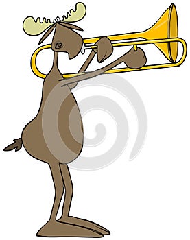 Moose playing a trombone