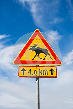 Moose on a road sign