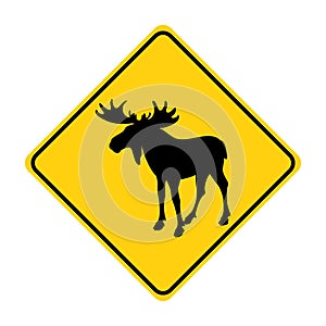 Moose silhouette animal traffic sign yellow vector
