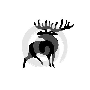 Moose vector drawing black silhouette logo iocn photo