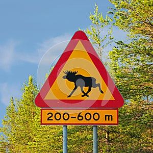 Moose Warning Traffic Sign