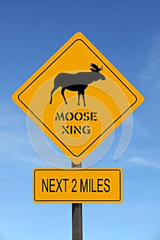 Moose Xing warning roadsign