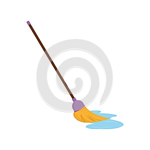 Mop bucket floor clean vector icon. Water mop wash cleaning isolated toilet bucket cartoon icon