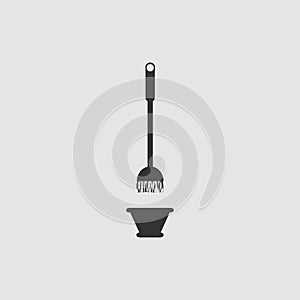 Mop and bucket icon flat