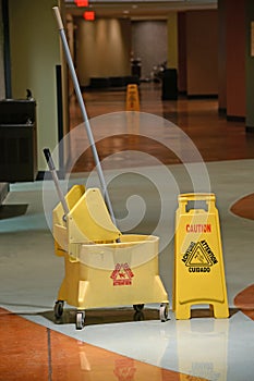 Mop With Caution Sign