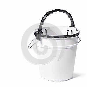 mop and plastic bucket isolated on a white background.
