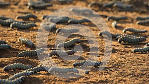 Mopane worms feed new leaves at dry season