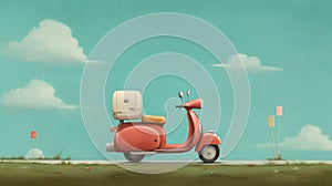 Moped Designed In Oliver Jeffers\' Style