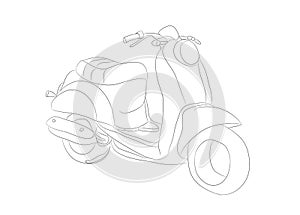 Moped stands drawing lines, vector