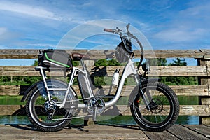 Moped Style Electric Bike with river in background