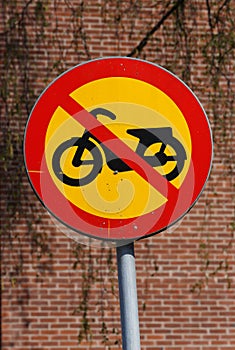Moped vehicles prohibited road sign