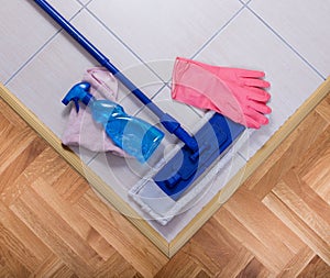 Mopping equipment on the floor