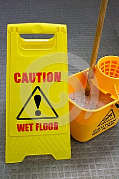 Mopping floor warning sign