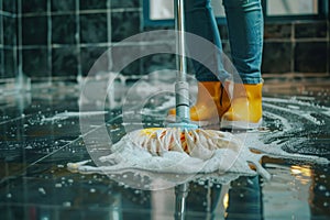 Mopping floors with foam