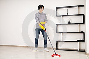 Mopping with Music in a White Room