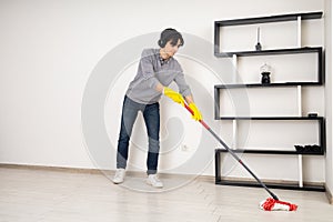 Mopping with Music in a White Room