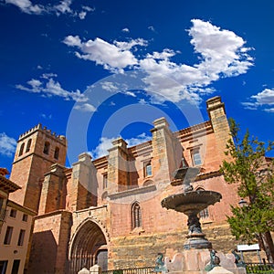 Mora de Rubielos Teruel church with fountain Spain photo