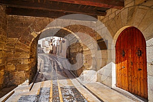 Mora de Rubielos village arch in Teruel Spain