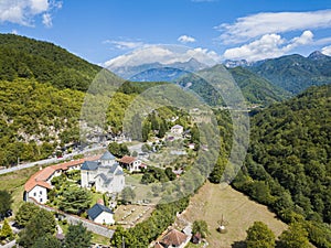 Moraca Monastery, a Serbian Orthodox church in Kolasin, Montenegro photo