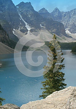 Moraine Lake and mountains, Alberta, Canada