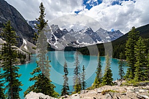 Moraine Lake as seen from the Rockpile Trail in Banff National Park Canada