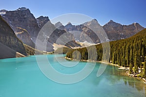 Moraine Lake, Banff National Park, Canada on a sunny day