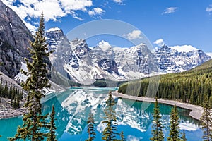 Moraine lake in Banff National Park, Canadian Rockies, Canada.