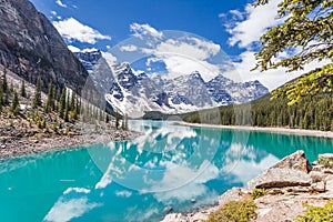 Moraine lake in Banff National Park, Canadian Rockies, Canada.