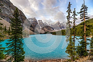 Moraine lake with Canadian rockies in Banff national park