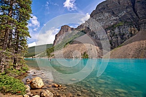 Moraine lake near Lake Louise village in Banff National Park, Alberta, Rocky Mountains Canada