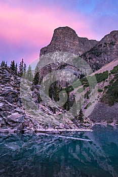 Moraine Lake Rockpile after Sunset