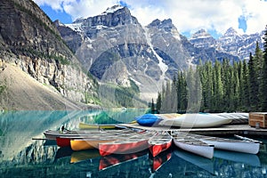 Moraine lake in the Rocky Mountains, Alberta, Canada