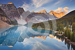 Moraine Lake at sunrise, Banff National Park, Canada photo