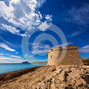 Moraira Castle beach at Mediterranean Alicante