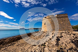 Moraira Castle beach at Mediterranean Alicante