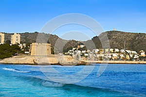 Moraira Castle and skyline in Teulada of Alicante